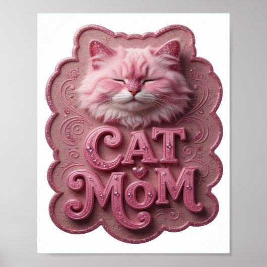 遊び心のあるピンクのCAT MOM ポスター (正面)