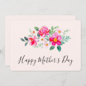 遊び心のあるプレッピーなピンクの花束 母の日 シーズンカード (正面/裏面)