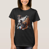 遊び心のあるボクサー犬とボール Tシャツ (正面)