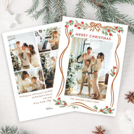 遊び心のあるボヘミアンビジューのベージュのクリスマスリボン5枚組写真 シーズンカード