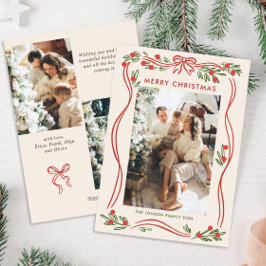 遊び心のあるボヘミアンレッドのクリスマスリボン - 3枚の写真 シーズンカード