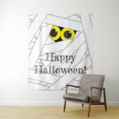 遊び心のあるミイラのハロウィンパーティー背景 タペストリー (インサイチュ)