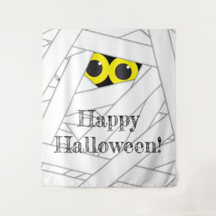 遊び心のあるミイラのハロウィンパーティー背景 タペストリー