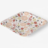 遊び心のあるミックス ピーチ グリーン イラスト 花 葉 ペーパープレート (傾斜あり)