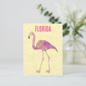 遊び心のあるモザイク フラミンゴ デザイン ポストカード (スタンド正面)