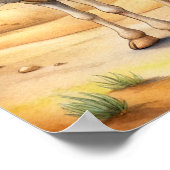 遊び心のあるラクダの水彩画、自然のイラスト ポスター (角)