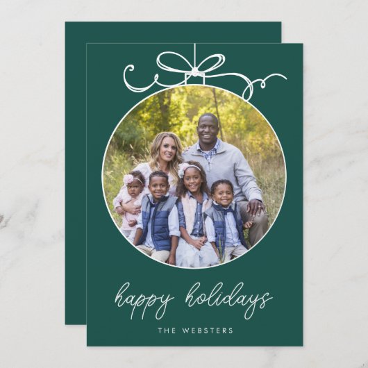 遊び心のあるリボン飾り 翡翠グリーンの写真 シーズンカード (正面/裏面)