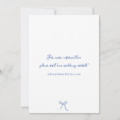 遊び心のあるリボン フレンチブルー ウェディング 招待状 (裏面)