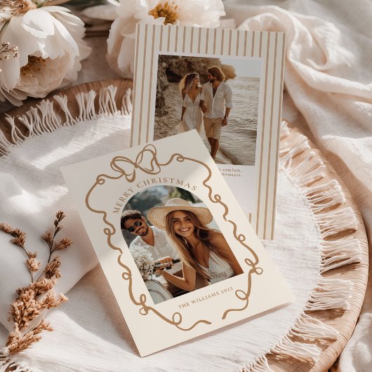 遊び心のあるリボン ボーホー ファミリー フォト クリスマス