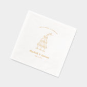 遊び心のあるレトロな落書きアート | ウェディング ゴールド 箔ナプキン (左)