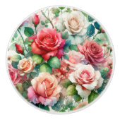 遊び心のあるローズパターン セラミックノブ (正面)