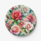 遊び心のあるローズパターン ペーパープレート (正面)