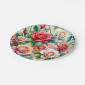 遊び心のあるローズパターン ペーパープレート (アングル)