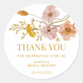 遊び心のあるワイルドフラワーの感謝ステッカー ラウンドシール (正面)