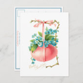 遊び心のあるヴィンテージのイースターエッグ、リボンと花 ポストカード (正面/裏面)