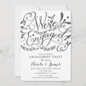遊び心のあるヴィンテージスタイルのカリグラフィーチョークエンゲージメントパーティ 招待状 (正面)
