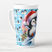  遊び心のある冬のペンギン  カフェラテマグ (左アングル)