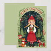 遊び心のある冬の少女 シーズンカード (正面/裏面)