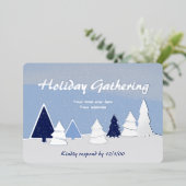 遊び心のある冬の木の箔押し招待状 箔招待状 (立ち正面)