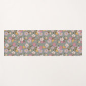 遊び心のある垂れる花と鳥 - サージュグリーン ヨガマット (正面(横))