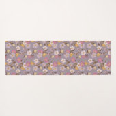 遊び心のある垂れる花と鳥 - ラベンダー ヨガマット (裏面(横))