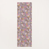 遊び心のある垂れる花と鳥 - ラベンダー ヨガマット (裏面)