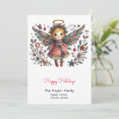 遊び心のある天使のイラスト 幸せな シーズンカード (スタンド正面)