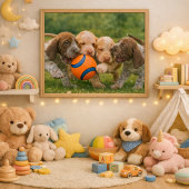 遊び心のある子犬の綱引き ポスター