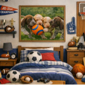 遊び心のある子犬の綱引き ポスター