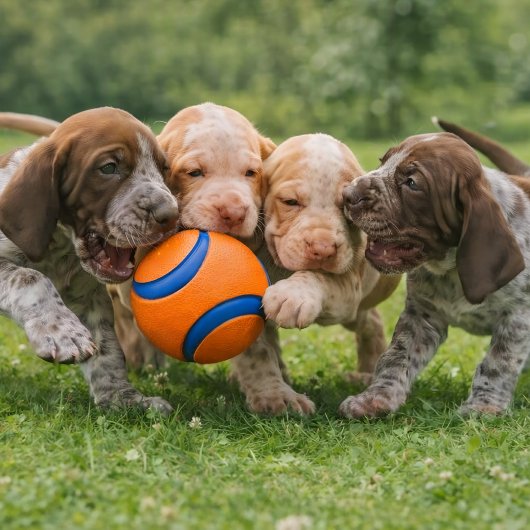 遊び心のある子犬の綱引き ポスター