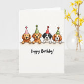 遊び心のある子犬の誕生日カード カード (黄色い花)