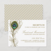 遊び心のある孔雀の羽根の受付カード エンクロージャーカード (正面/裏面)