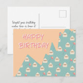 遊び心のある封筒と鈴の花　ハッピーバースデー ポストカード (正面/裏面)