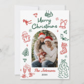 遊び心のある手描きのアーチ写真クリスマス シーズンカード (正面)
