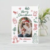 遊び心のある手描きのアーチ写真クリスマス シーズンカード (スタンド正面)