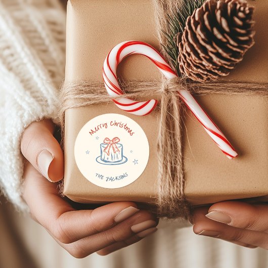 遊び心のある手描きのクリスマス ラウンドシール