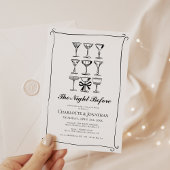 遊び心のある手描きのマーティニリハーサルディナー 招待状