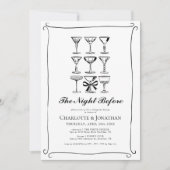 遊び心のある手描きのマーティニリハーサルディナー 招待状 (正面)