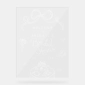 遊び心のある手描きのリボン ウェディングシャワーのお出迎え アクリルサイン (正面)