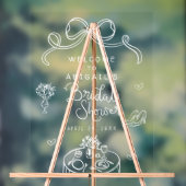 遊び心のある手描きのリボン ウェディングシャワーのお出迎え アクリルサイン (ニュートラル)