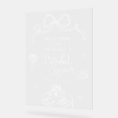 遊び心のある手描きのリボン ウェディングシャワーのお出迎え アクリルサイン (傾斜)