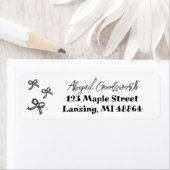 遊び心のある手描きのリボン ウェディングシャワーの住所 ラベル (インサイチュ)