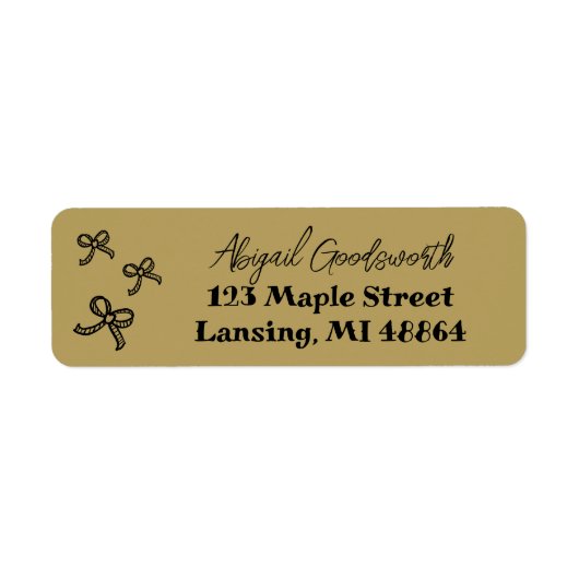 遊び心のある手描きのリボン ウェディングシャワーの住所 ラベル (正面)