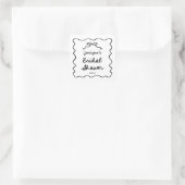 遊び心のある手描きのリボン ウェディングシャワー スクエアシール (バッグ)