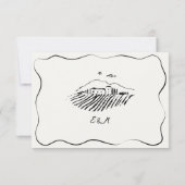 遊び心のある手描きのワインボトルとカップの結婚式 出欠カード (裏面)