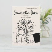 遊び心のある手描きの花の結婚式のSave The Date セーブザデート (スタンド正面)