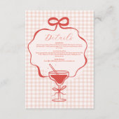 遊び心のある手描きの赤いリボン ウェーブ ウェディング エンクロージャーカード (正面)