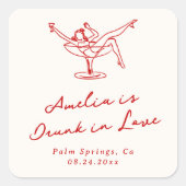 遊び心のある手描きの赤い独身最後の夜 スクエアシール (正面)