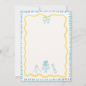 遊び心のある手描きの青いリボンとウェーブラインの結婚式 招待状 (裏面)