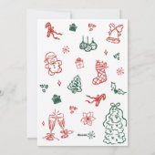 遊び心のある手描きアーチ写真のクリスマス シーズンカード (裏面)